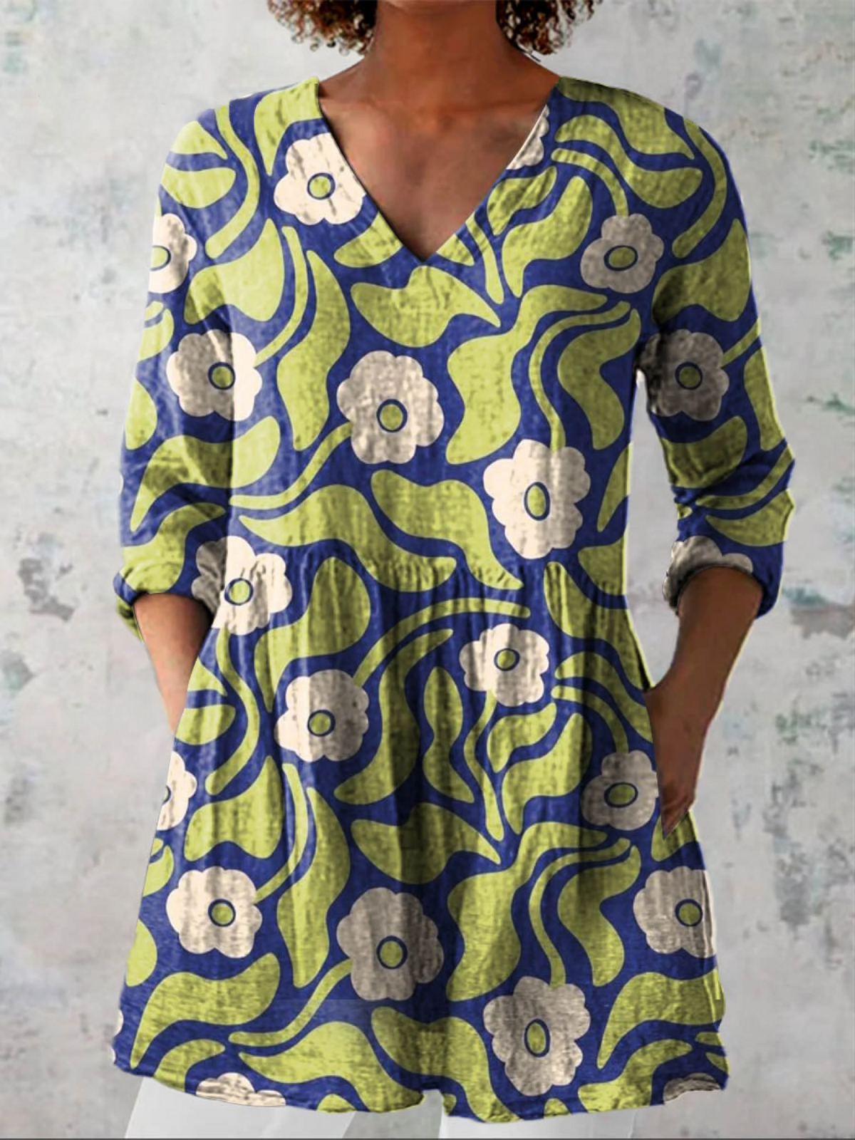 Elodie | Camicetta lunga fluida elegante con scollo a V