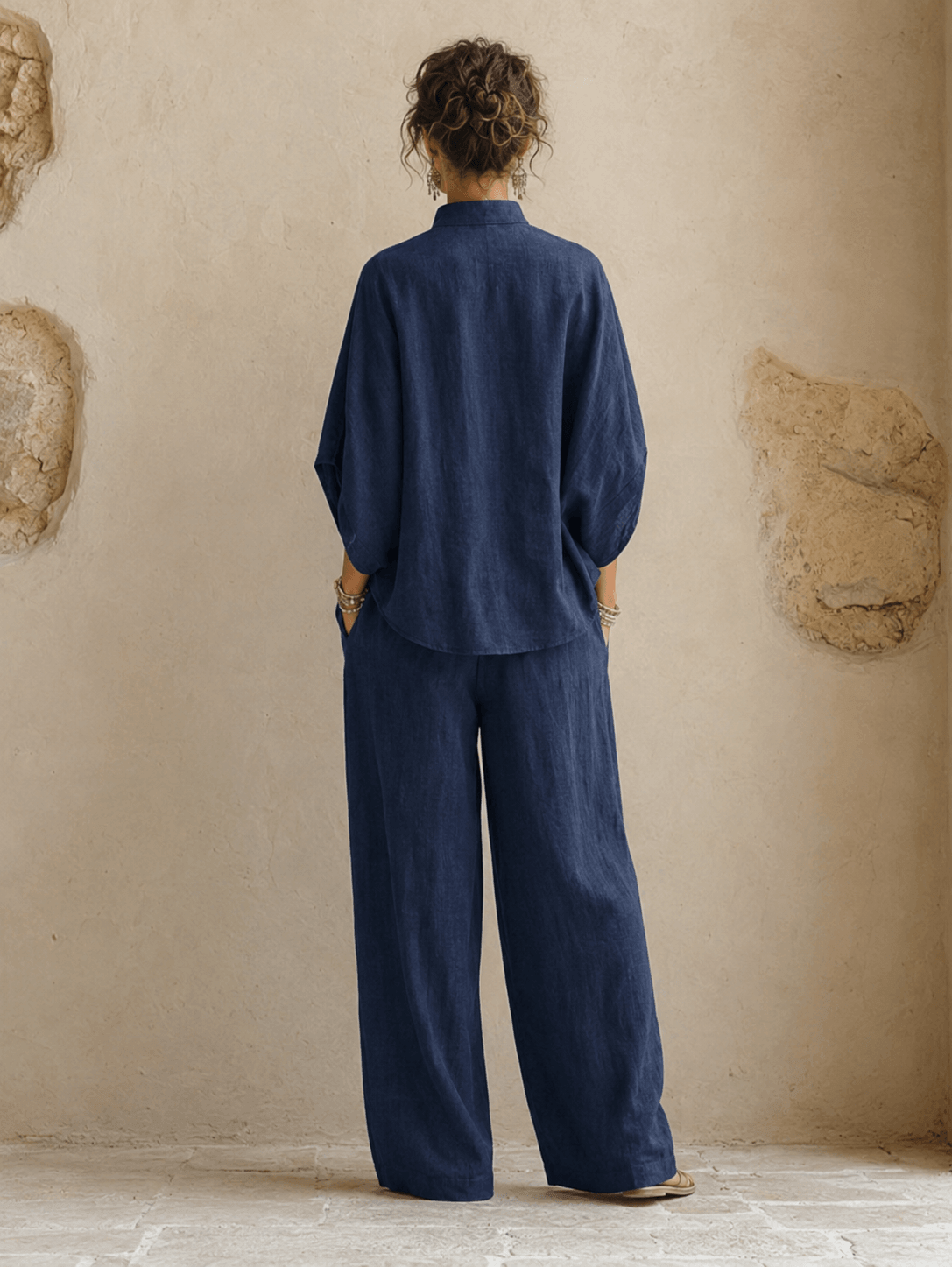 Maribel | Maniche a pipistrello e pantaloni a palazzo