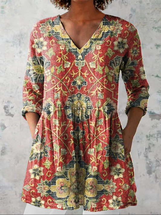 Lea | Camicetta lunga elegante con scollo a V valorizzante