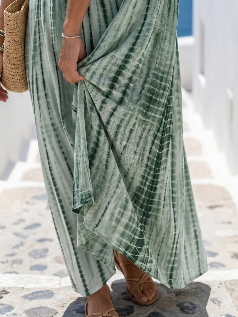 Abito Midi dalla Vestibilità Casual con Tessuto Effetto Délavé
