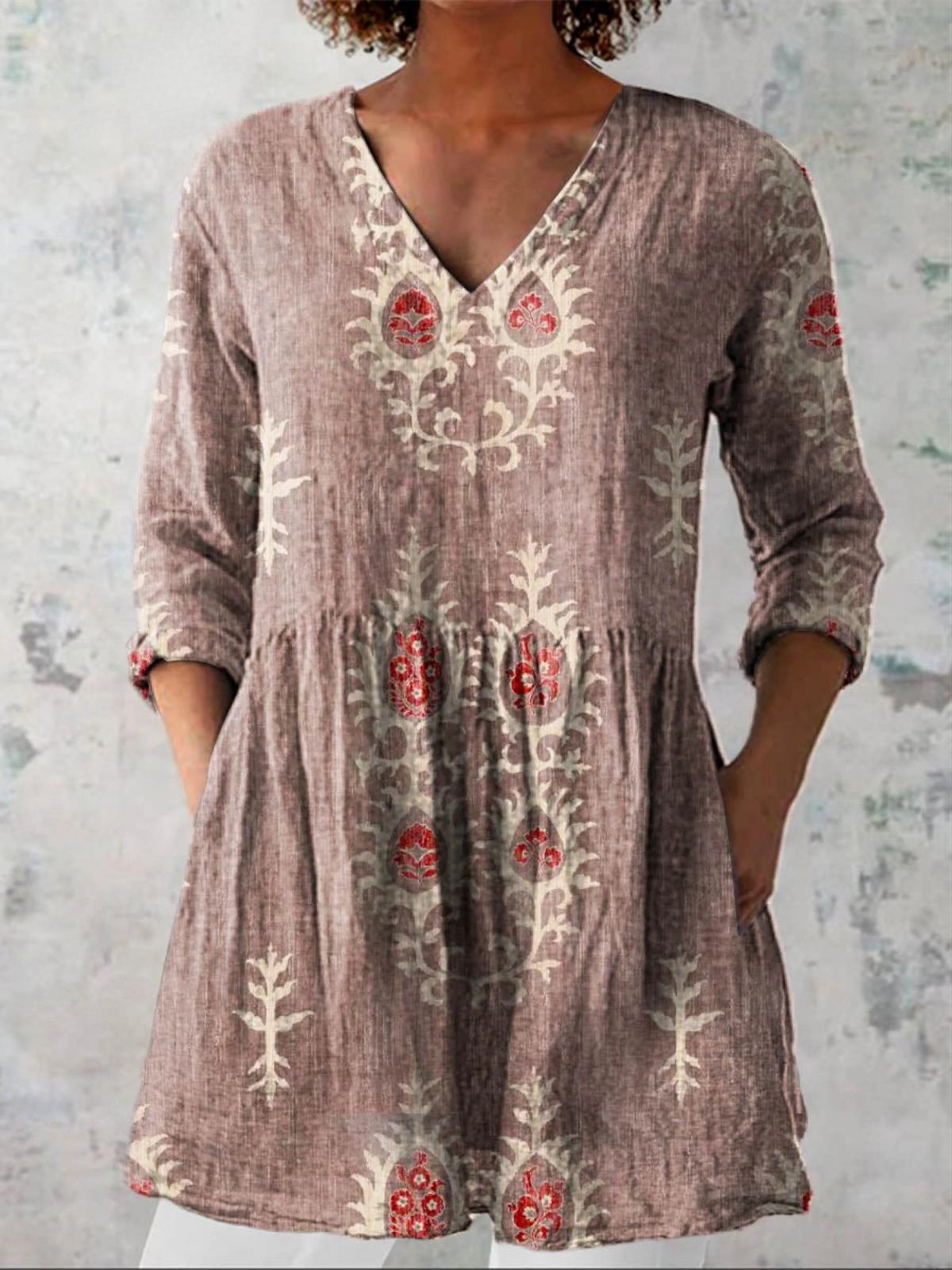 Elise | Camicetta dal taglio lungo elegante con scollo a V