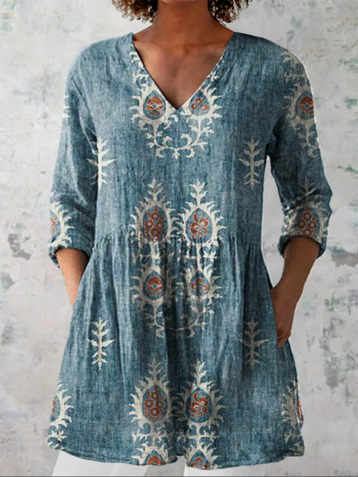 Elise | Camicetta dal taglio lungo elegante con scollo a V