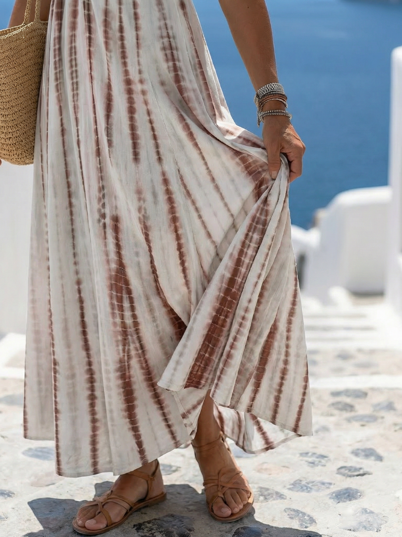 Abito Midi dalla Vestibilità Casual con Tessuto Effetto Délavé