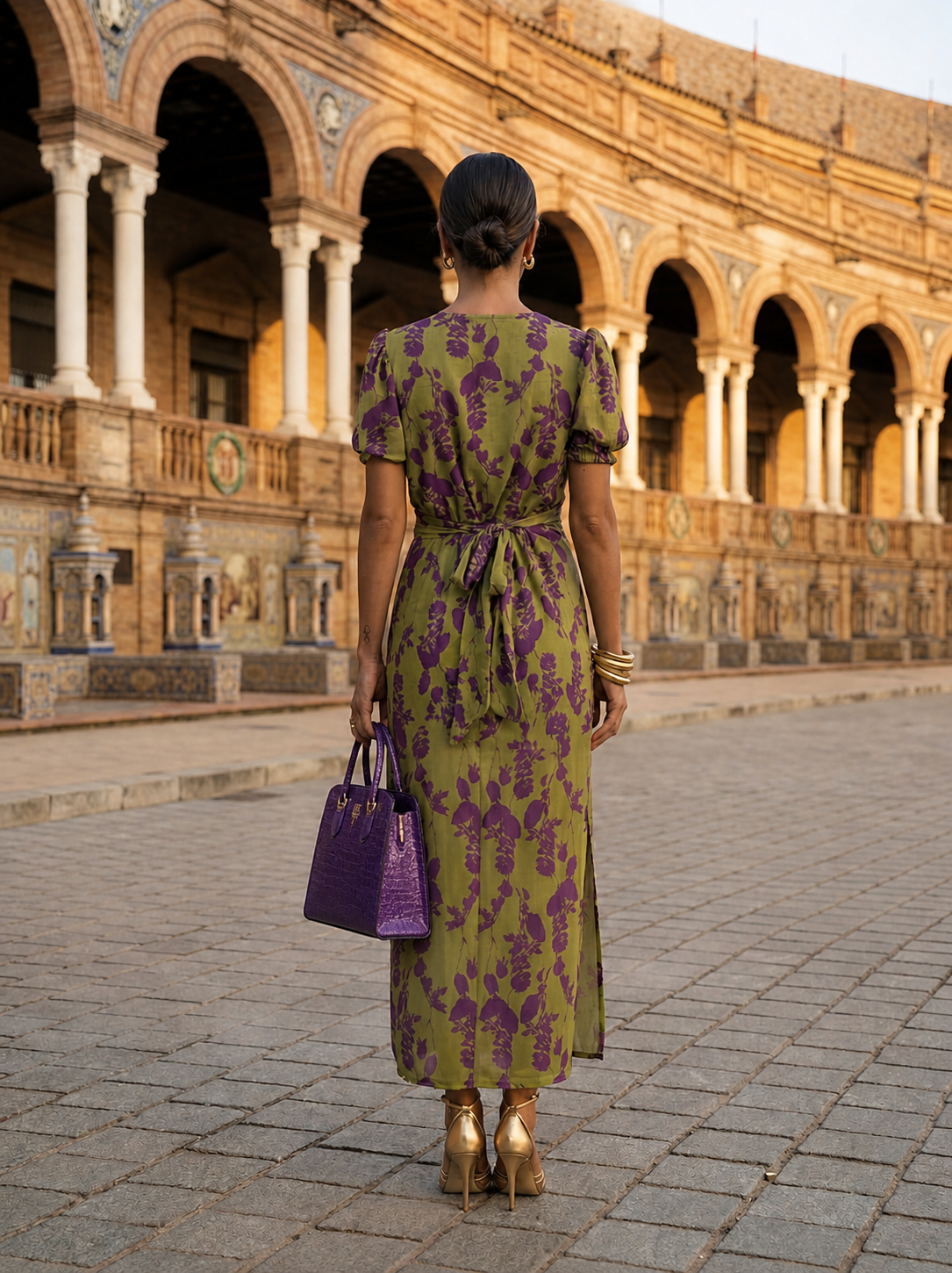Vestito lungo floreale con caduta fluida