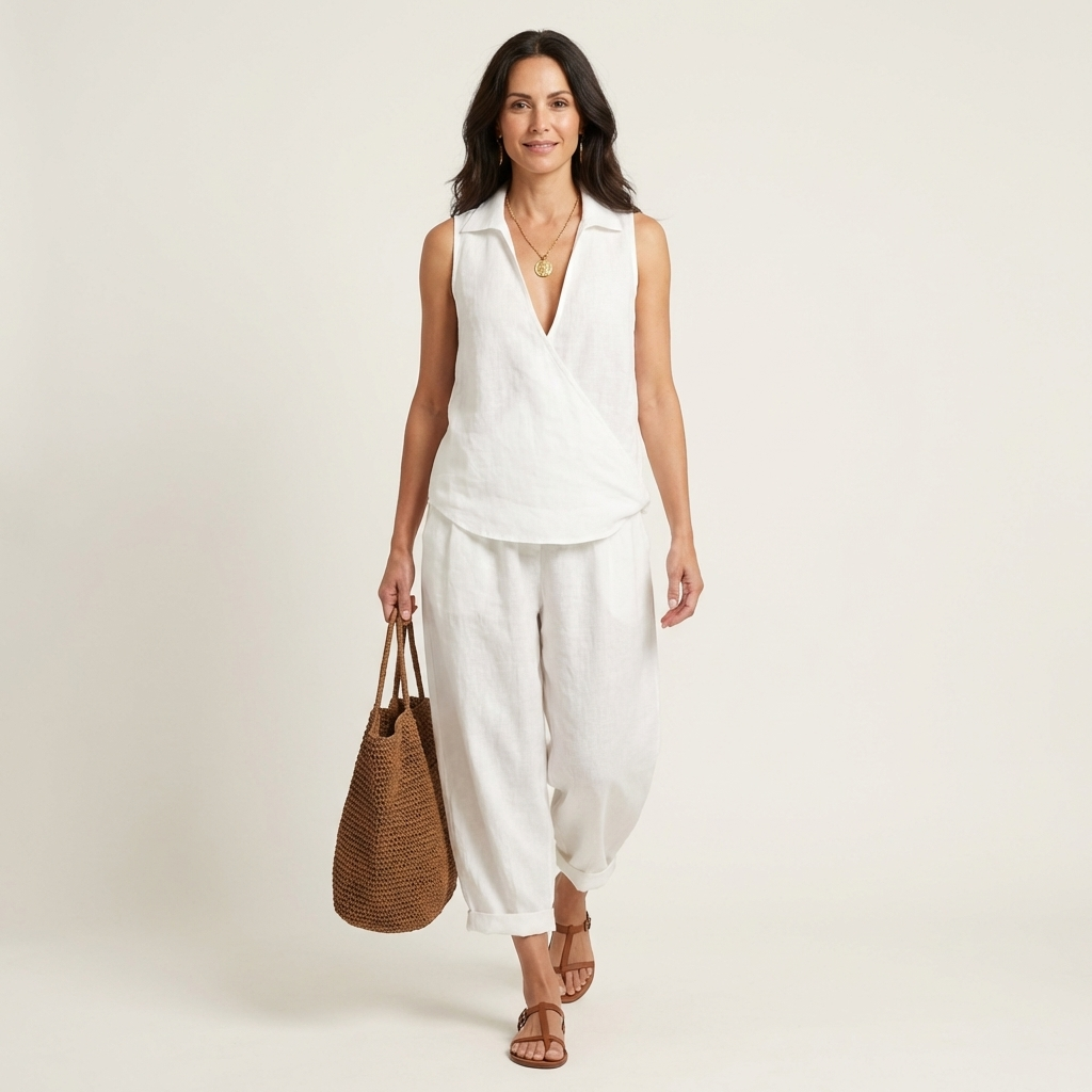 Twiila | Set con Top Avvolgente e Pantaloni a Gamba Larga