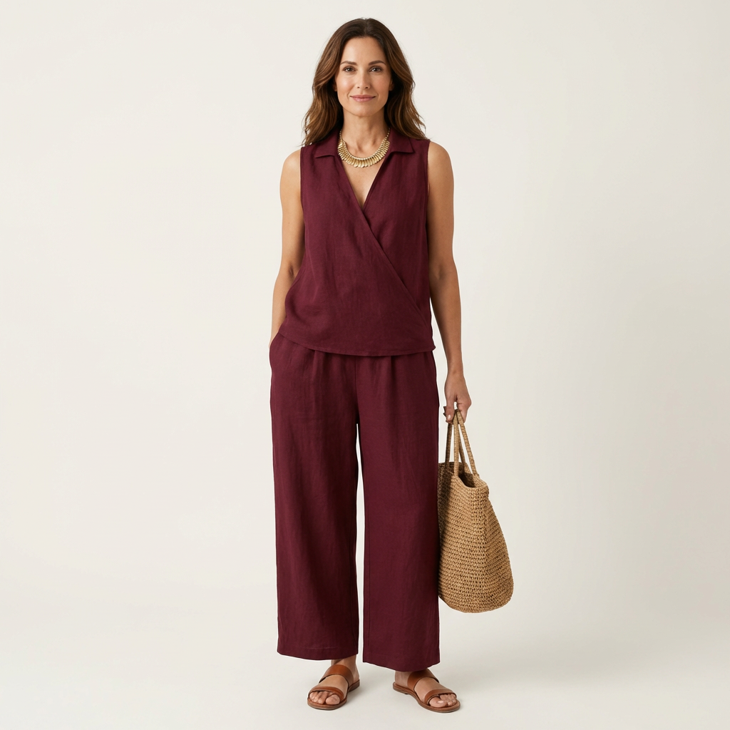 Twiila | Set con Top Avvolgente e Pantaloni a Gamba Larga