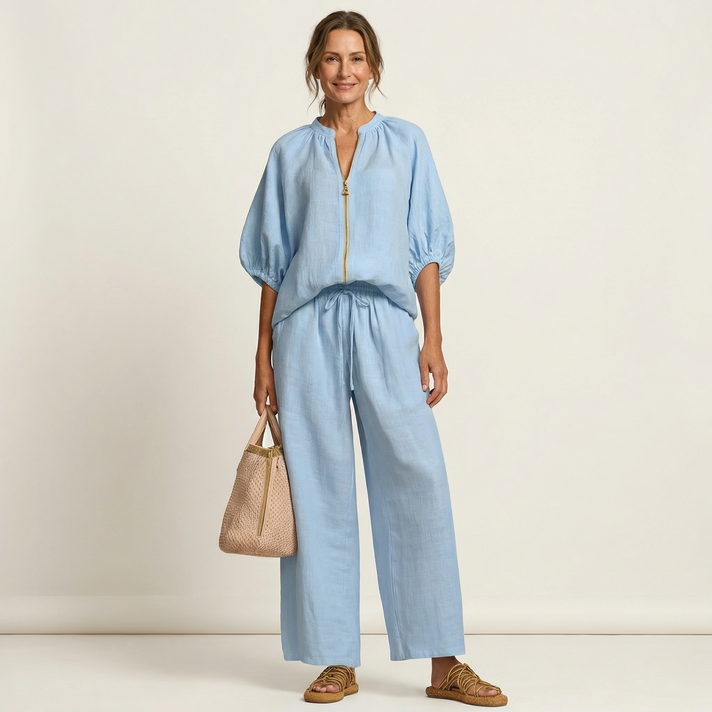Marlowe | Set con zip frontale e maniche a sbuffo
