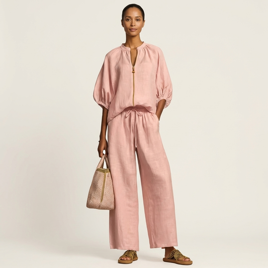 Marlowe | Set con zip frontale e maniche a sbuffo