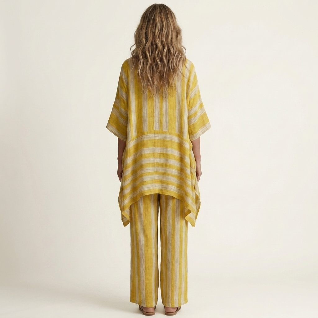 Kiara | Set da due pezzi a righe in cotone-lino