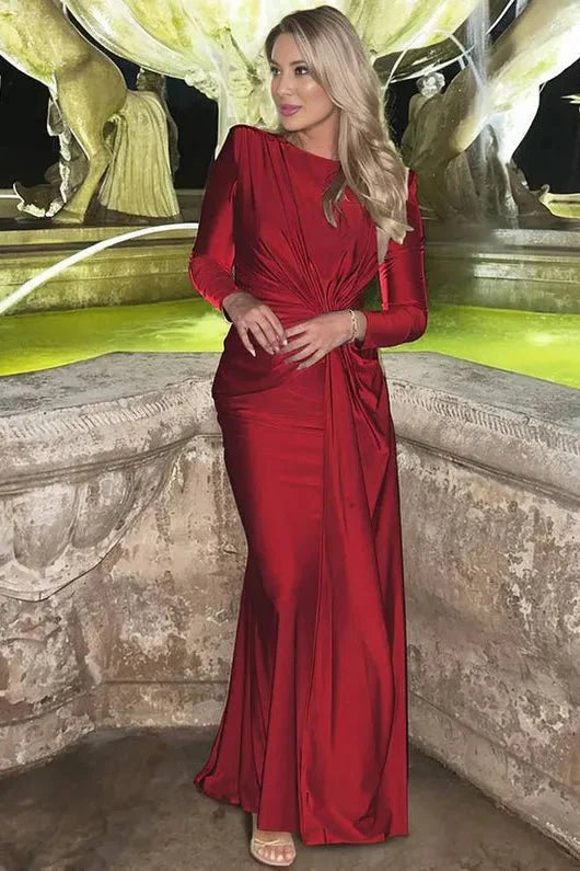 Abito Maxi Elegante a Maniche Lunghe