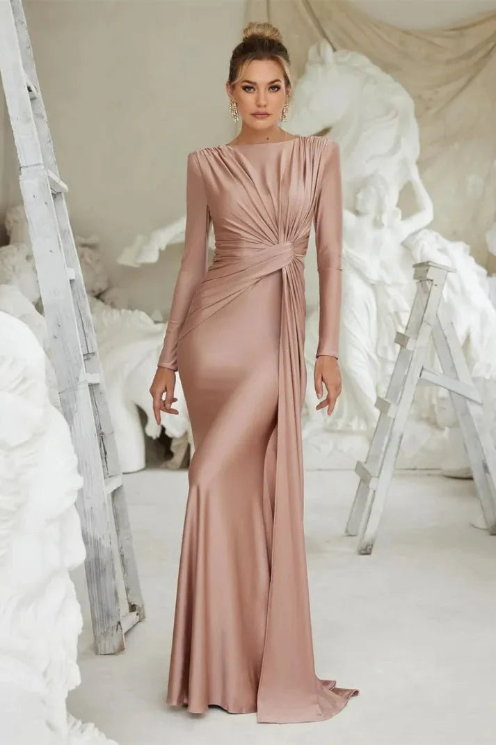Abito Maxi Elegante a Maniche Lunghe