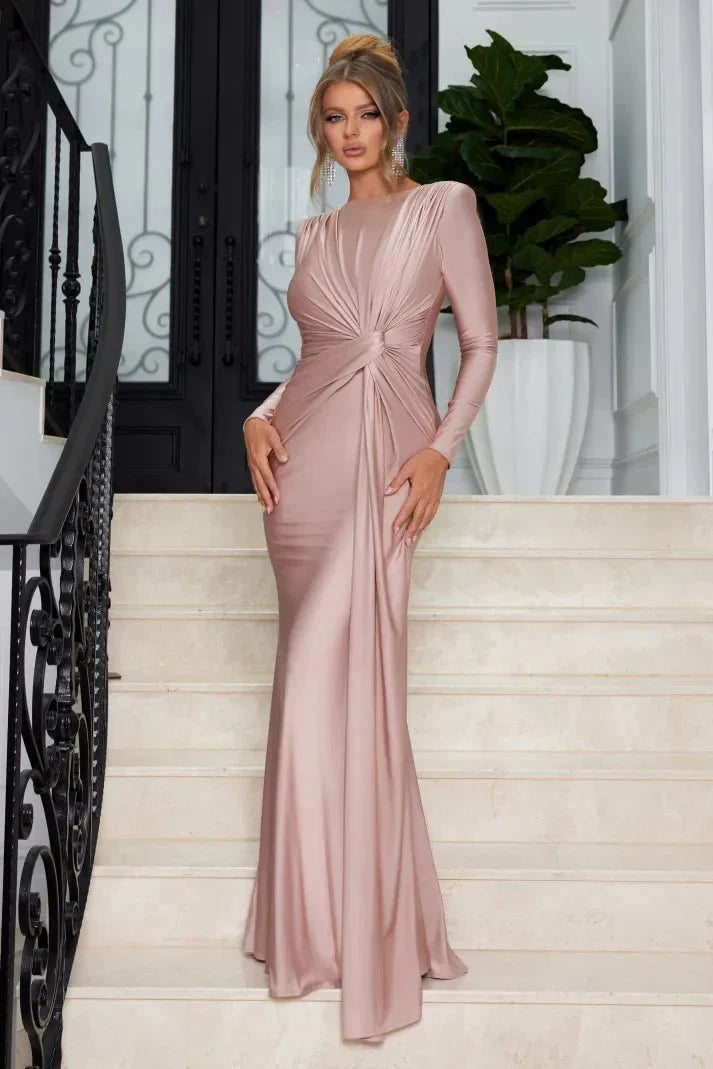 Abito Maxi Elegante a Maniche Lunghe