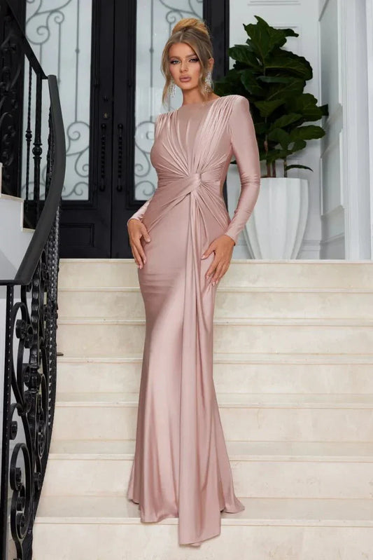 Abito Maxi Elegante a Maniche Lunghe