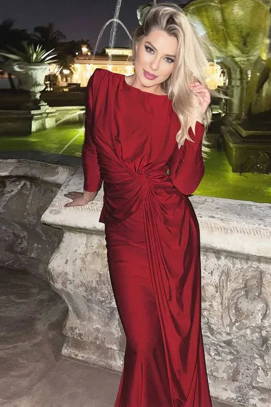 Abito Maxi Elegante a Maniche Lunghe