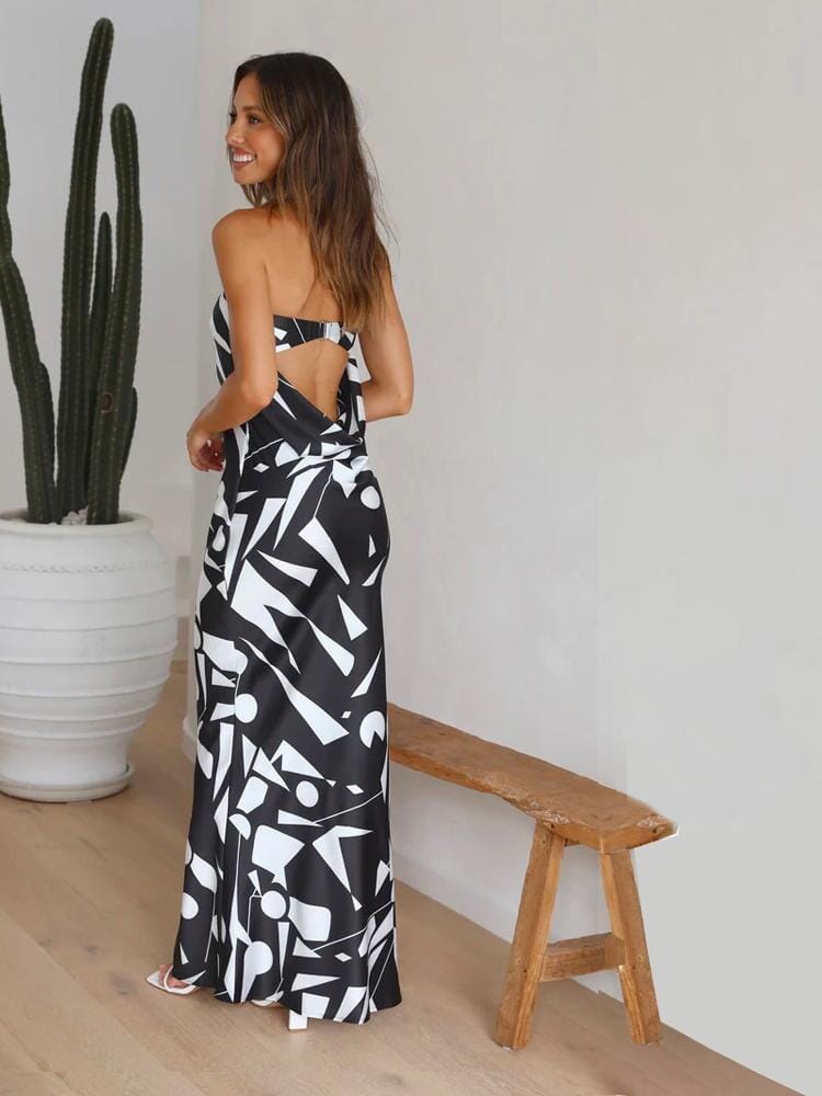 Abito Maxi in Seta Elegante senza Spalline